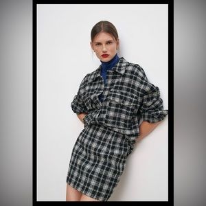 Zara weave overshirt & mini skirt